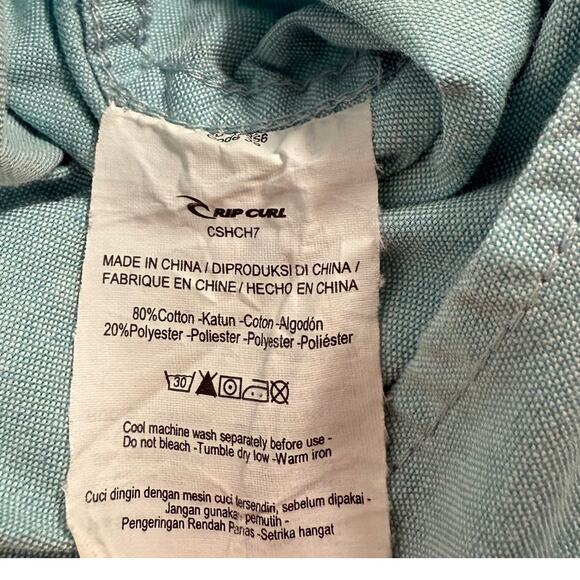 Rip Curl Mens Woven Short Sleeve Button Down Shirt Blue Size XL - Picture 8 of 8